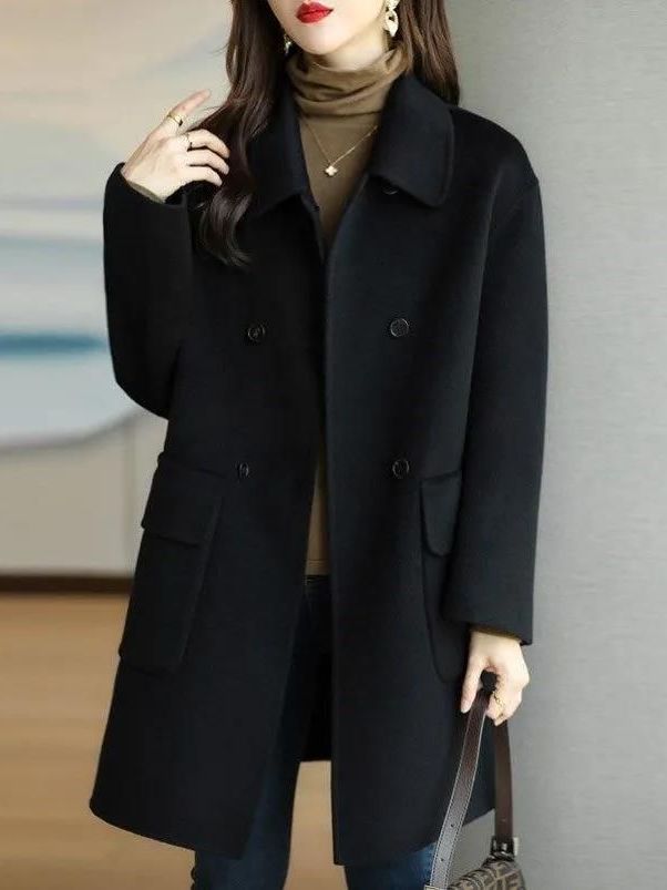 Stylish Mid-Length Woolen Coat - Wool Coat Peacoat ulasan dan harga
